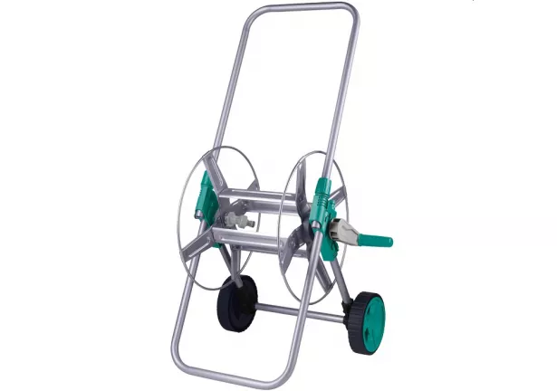 Wózek stalowy na wąż ogrodowy 50m, teleskopowa rączka Khayner Garden - TY812